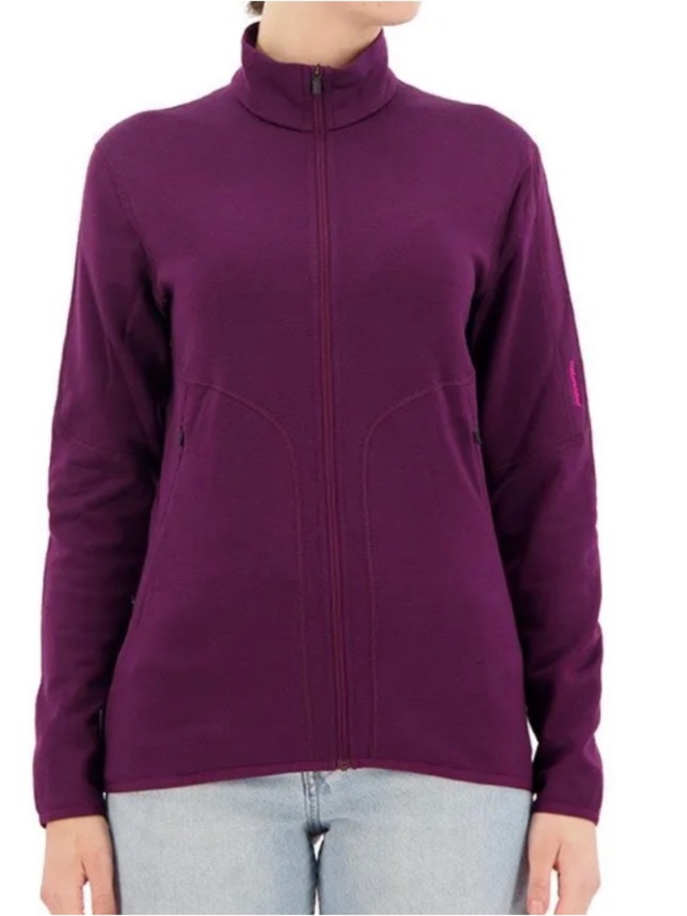 Icebreaker Merino Wool full zip sweatshirt Plum Size Large Outdoor Camping